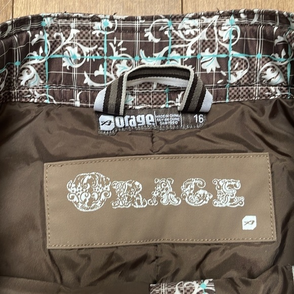 ORAGE WOMENS GIRLS SNOWBOARDING SKI PANTS W/ADJUST BAND brown aqua SZ 16 (XS/S) - Picture 6 of 16